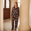 Black Leopard Silk Pajama Set – Long Sleeve