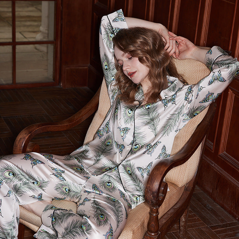 Open-Front Silky Pajama Set – Korean-Style Long Sleeve