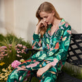 Parrot Print Icy Silk Pajama Set – Long Sleeve
