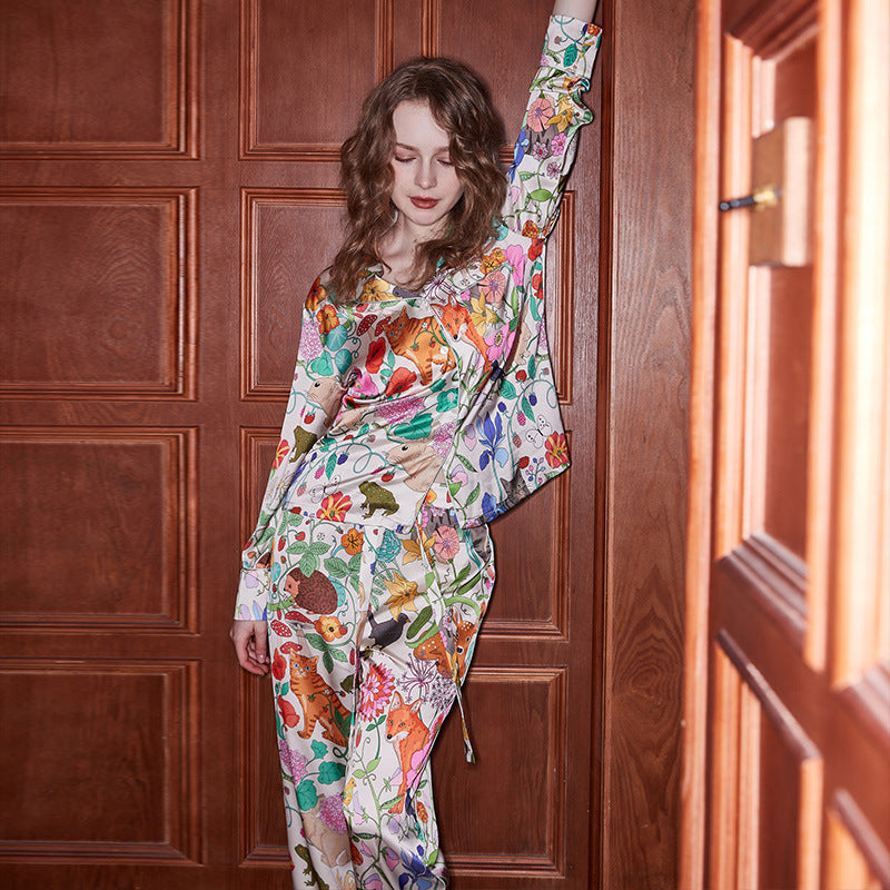 Forest Garden Icy Silk Pajama Set – Long Sleeve