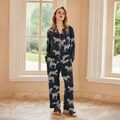 Navy Zebra Icy Silk Pajama Set – Long Sleeve