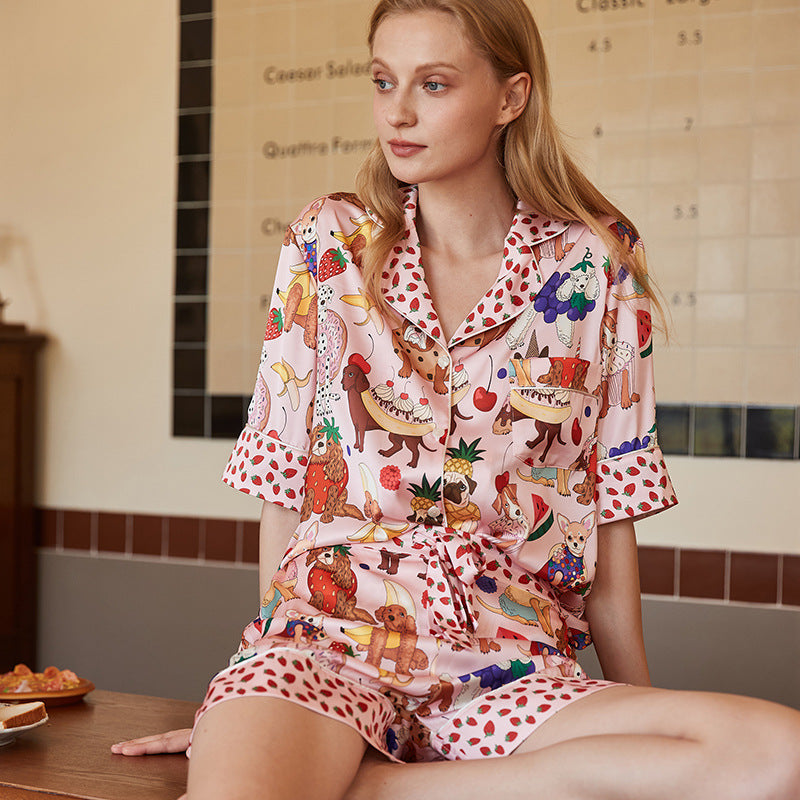 Cartoon Print Pajama Shorts Set – detail