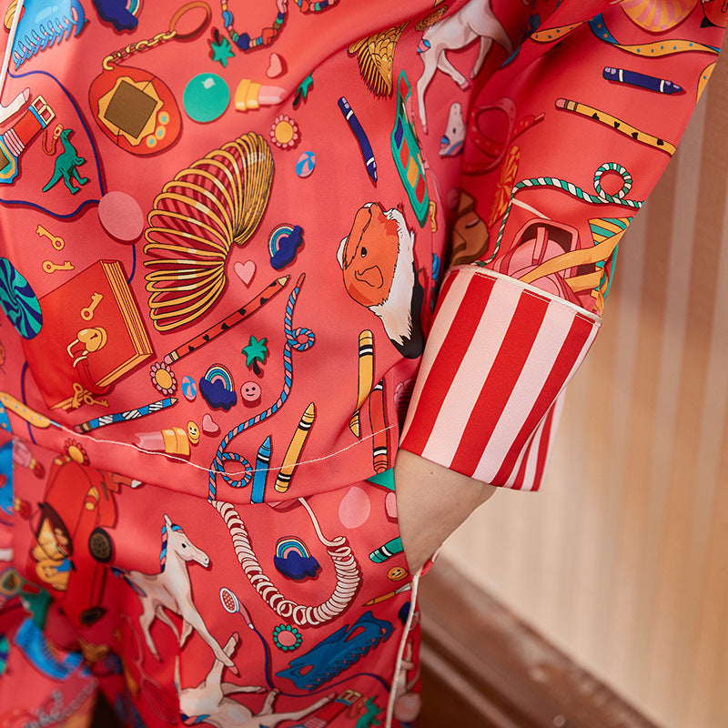 Floor Pattern Icy Silk Pajama Set – detail